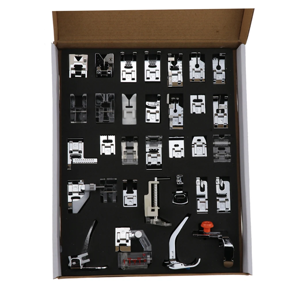 

32 Pcs Mini Sewing Machine Presser Foot Feet Braiding Blind Stitch Darning Sewing Accessories for Brother Singer Janome