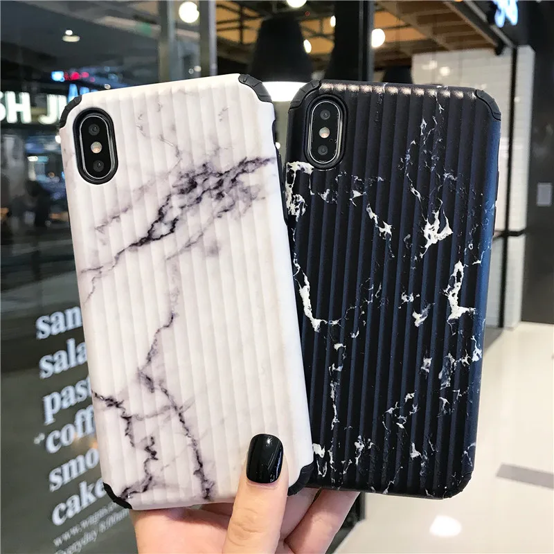 Чехол для телефона с мраморным узором для багажа чехол для iPhone 6 7 8 6s Plus 8Plus силиконовый чехол для багажника для IPhone X XS Max XR