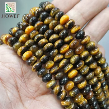 6/8/10mm Natural Stone Yellow Tiger Eye Agates Rondelle Round Spacer Beads DIY Bracelets Accessories For Jewelry Making 15”