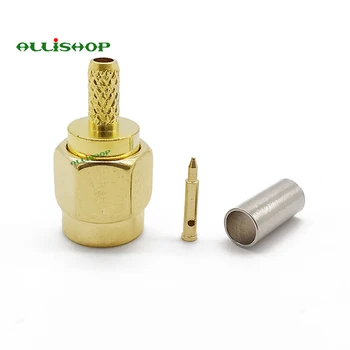 

5 Pcs SMA Connector SMA Male Plug Crimp RG174 RG316 LMR100 Cable Straight Brass Gold Plating PTFE