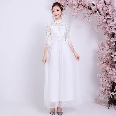A5 long white Сексуальное свадебное платье подружки невесты; длинное белое платье; вечерние платья; Vestido Azul Marino; платья подружек невесты; элегантное ТРАПЕЦИЕВИДНОЕ ПЛАТЬЕ на выпускной - Цвет: A5 long white