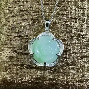 

925 Silver Natural Jade Rose Pendant Women Send Friends To Bring Their Own