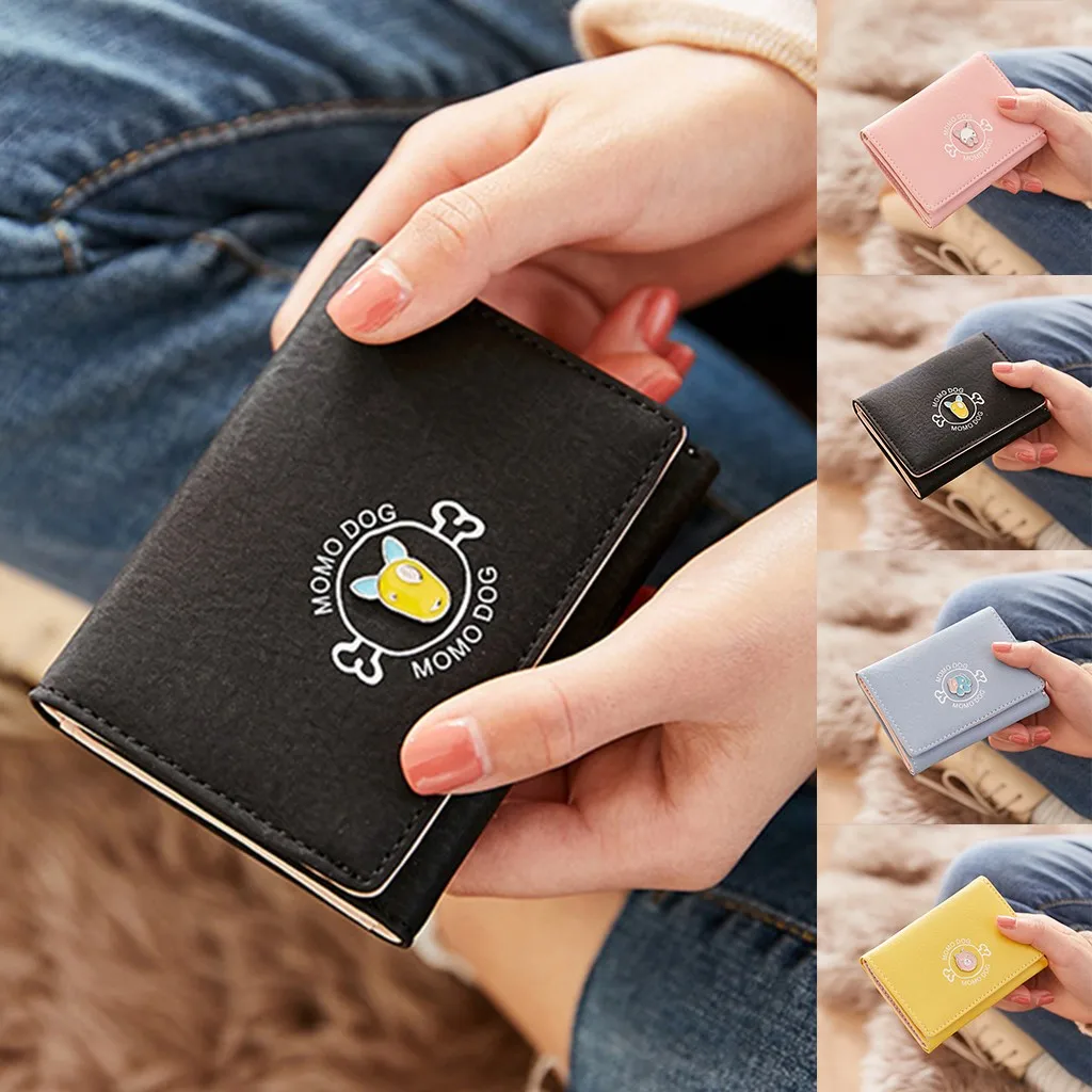 Модный мини кошелек с зажимом для денег, женский короткий кошелек для студентов, милая посылка для карт на молнии, милый кошелек с мультяшными картинками