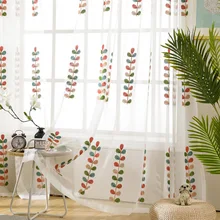 

MRTREES New Arrive Embroidery White Tulle Curtains for Living Room Bedroom Modern Plaid Tulle for Windows Drapes Treatment