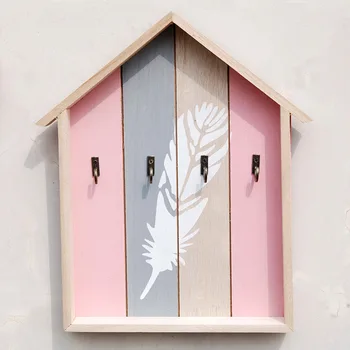 

2019 Nordic Style Retro Wooden Key Boxes Storage Box Wall Mounted Lock Wooden Crafts Decor Wall Hangings Porch Door Side Key Box