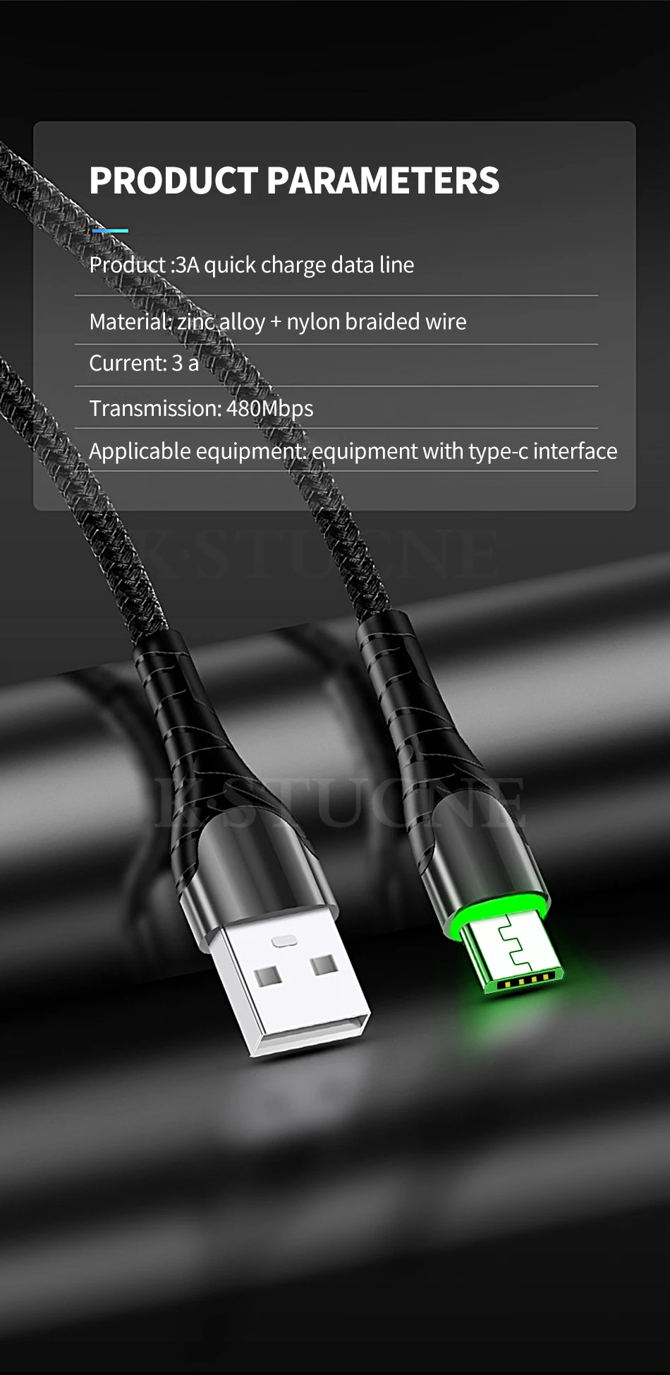 KSTUCNE 3A микро USB кабель 1 м Быстрая зарядка 3,0 Быстрая зарядка данных телефон кабель для samsung S6 S7 huawei Xiaomi LG планшет Microusb