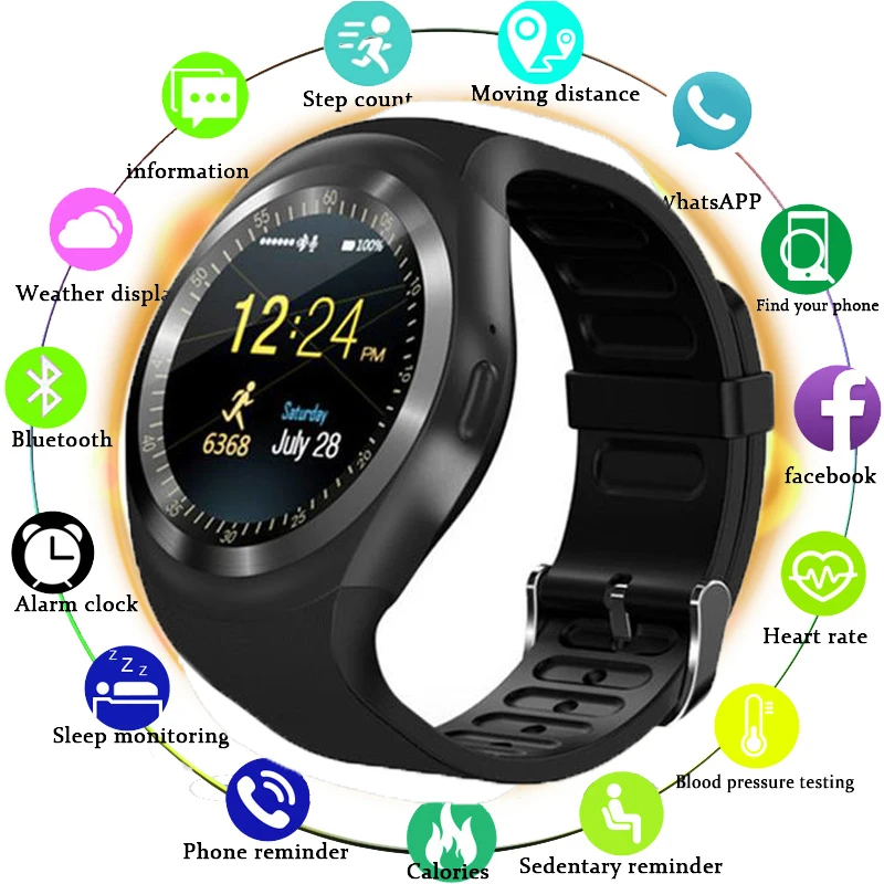 

2019 Bluetooth Smartwatch Relogio Android Smart Watch Phone Call GSM Sim Remote Camera Information Display Sports Pedometer