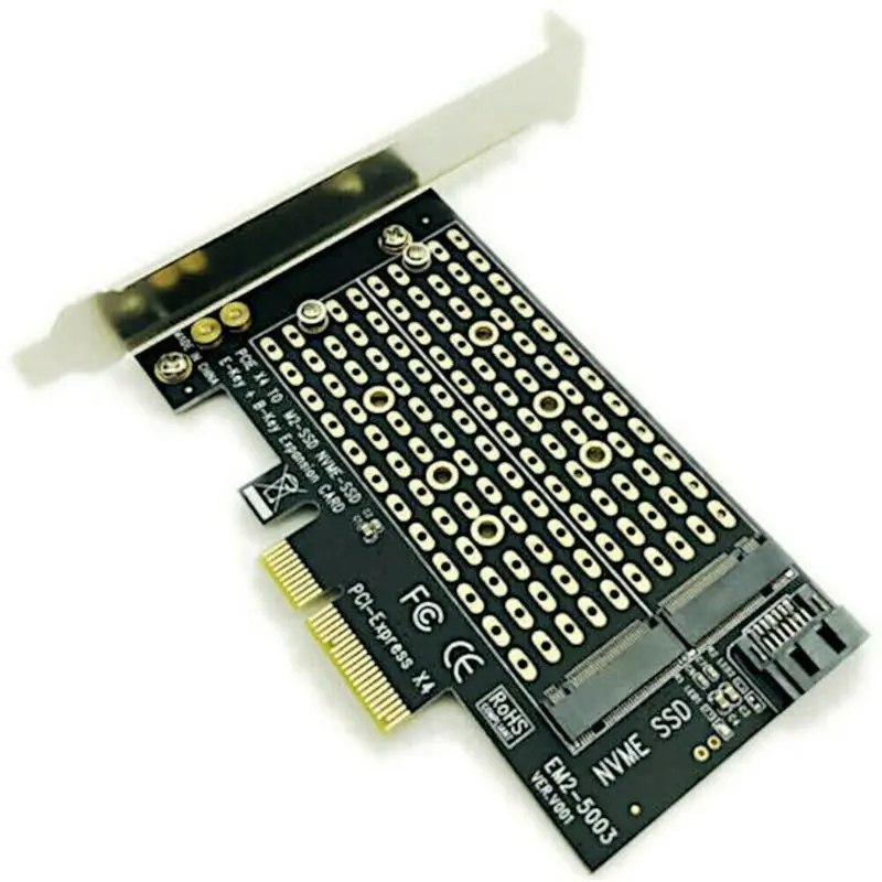 Высокоскоростной NVME X4 X8 X16 SATA двойной SSD M.2 к настольному ПК PCIe PCI Express Mini адаптер