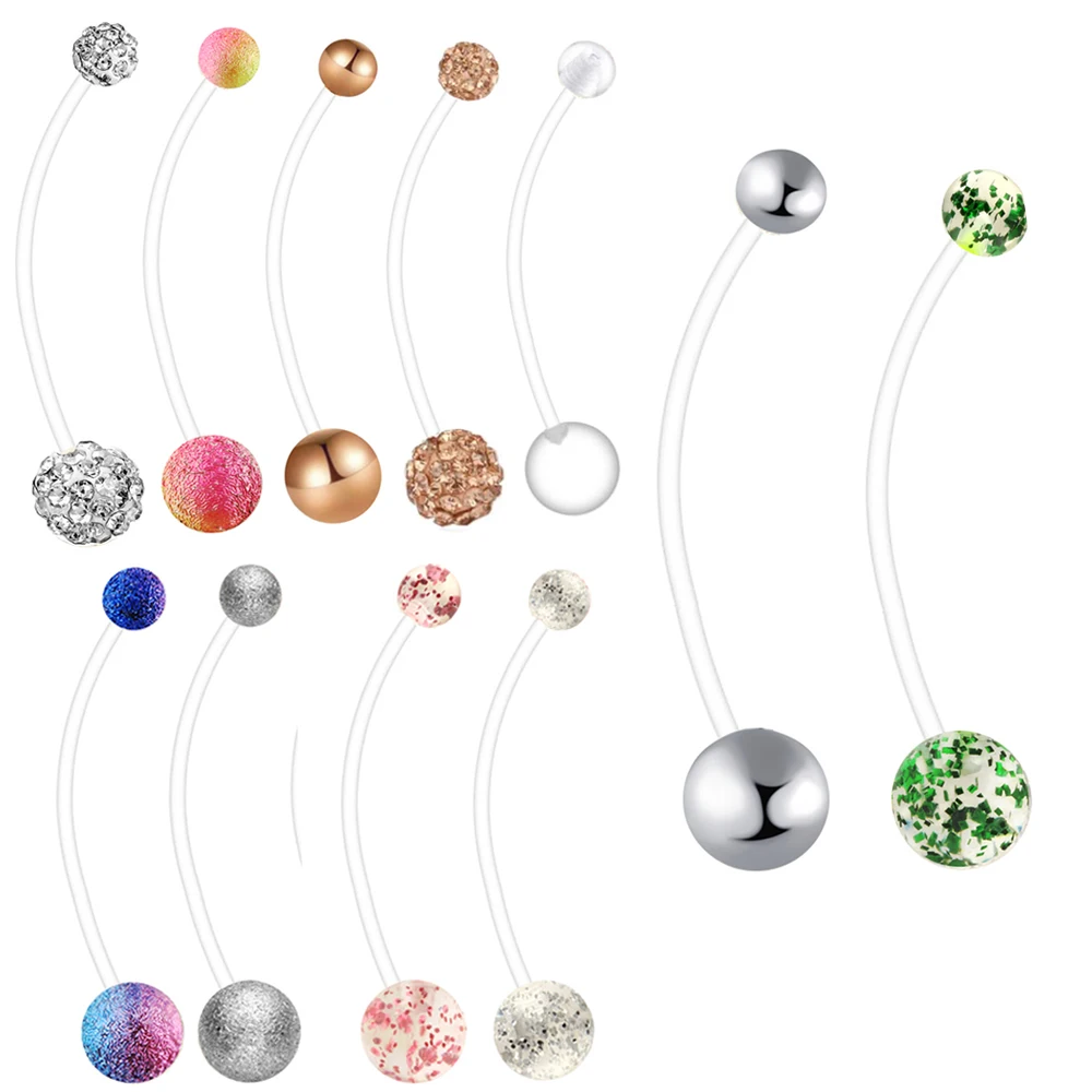 Розовое золото Беременность спортивные беременности и родам гибкий биопласт для пупка кольца 14G 1 1/2 дюйма(38 мм) пирсинг тела, пупок