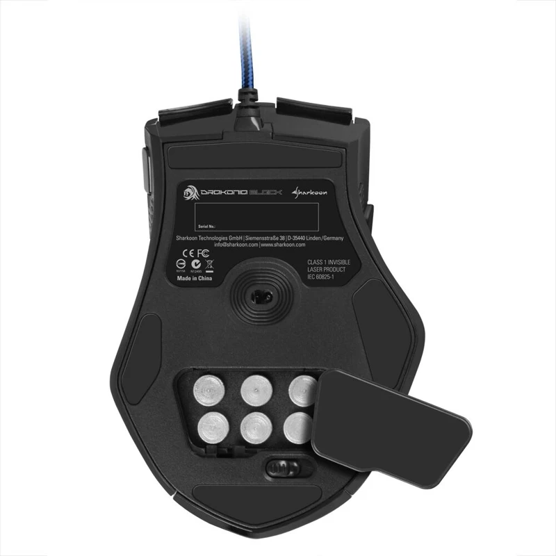 Мышь Sharkoon Drakonia Black, лазерная, проводная, 8200 dpi, USB, подсветка, цвет: черный