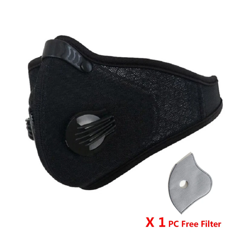 Black with filter PM2.5 анти-Дымчатая унисекс маска для рта анти-загрязнения дышащая Беговая Половина лица маска для рта Анти-пыль велосипедная маска для лица - Цвет: Black with filter