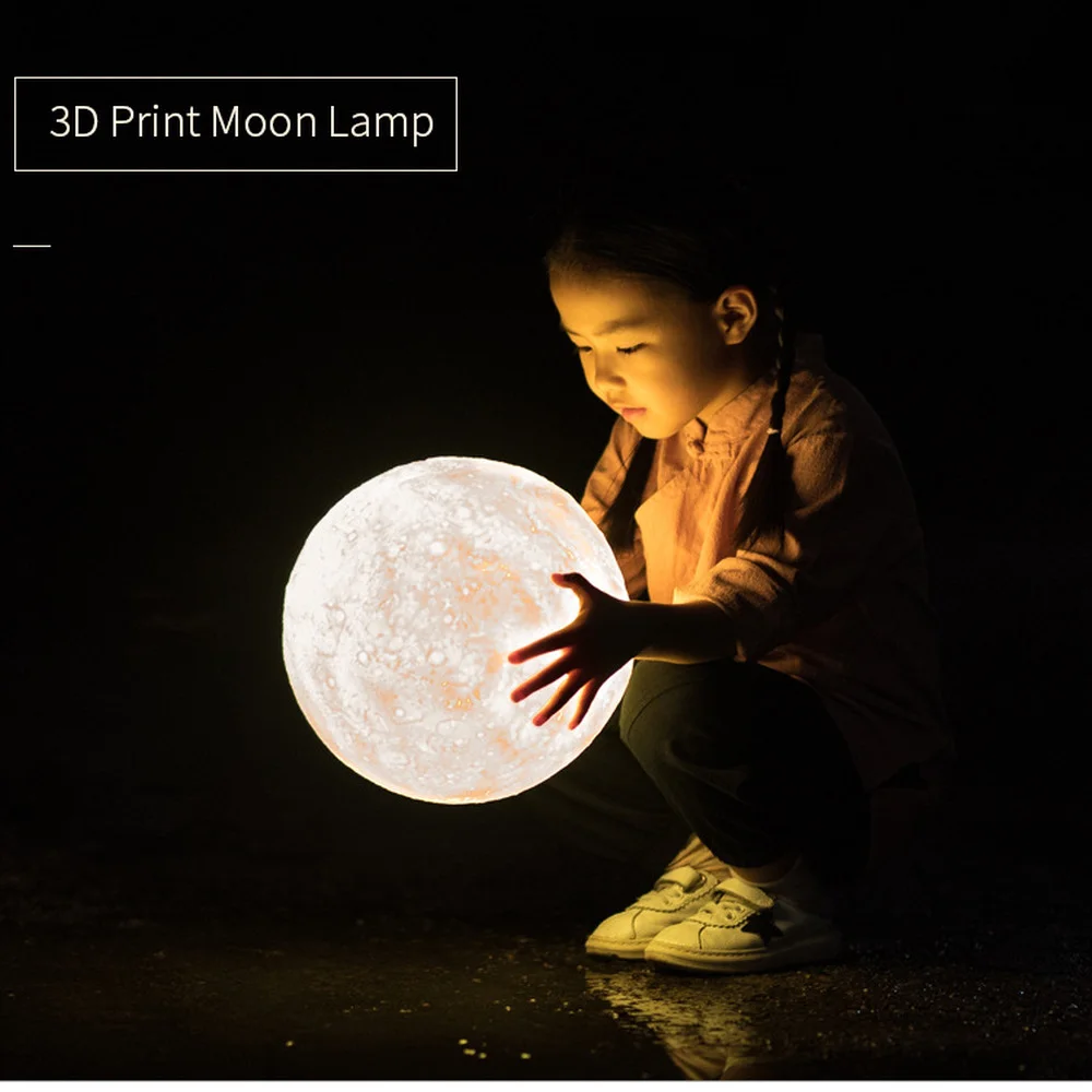 3D Printing Galaxy Moon Light LED Night Light USB Creative Rechargeable Touch Home Decoration Globe BedroomChildren Lover Gift