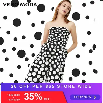 

Vero Moda Women's Polka Dots Tube Top Zipped Wide-leg Crop Jumpsuit | 319344503