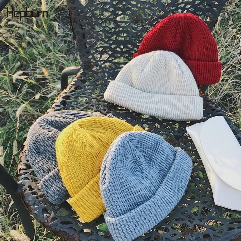 

Hepburn Brand Brimless Hats Cotton Beanie Hip Hop Skull cap Slouchy Fisherman Docker Melon Cap Solid Color Baggy Elastic Hats