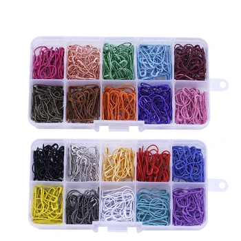 

MIUSIE 1200pcs Mixed Color Gourd Shape Clothing Safety Pin Metal Clip Hoist Pin Woven Cross Stitch Sewing Craft With Storage Box