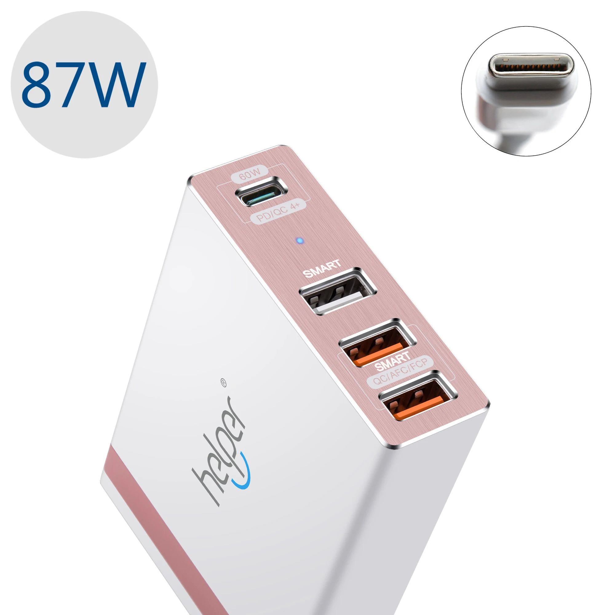  USB-C Type-C Charger 78W 4-Ports PD3.0 Quick Charge 4.0 Smart Desktop Charger with Power Delivery f