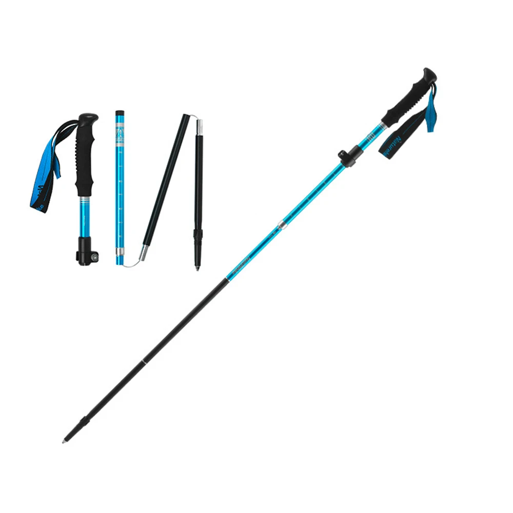 Folding Trekking Walking Hiking Stick AdjustableAnti-Shock Aluminum Alloy Pole