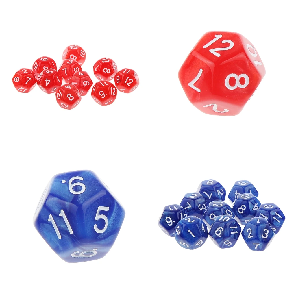 2 упаковки 20 шт двенадцати сторонних игральных костей D12, играющих в ролевые игры, вечерние игровые кубики красного и синего цвета