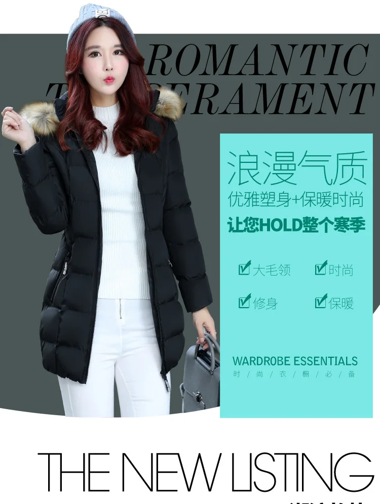 

2019 Spring And Autumn New Style Korean-style Cotton-padded Clothes Women's Mid-length Fat Younger Sister Large Size Slim Fit Co