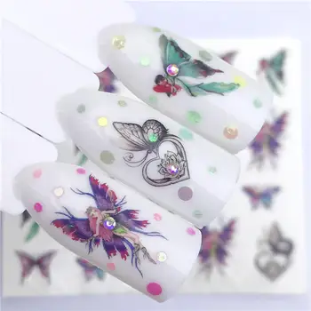 

FWC 1 PC Butterfly Fairy / Vintage Butterfly Beauty Water Transfer Stamping Nail Art Tips Nail Decor Manicure Decal