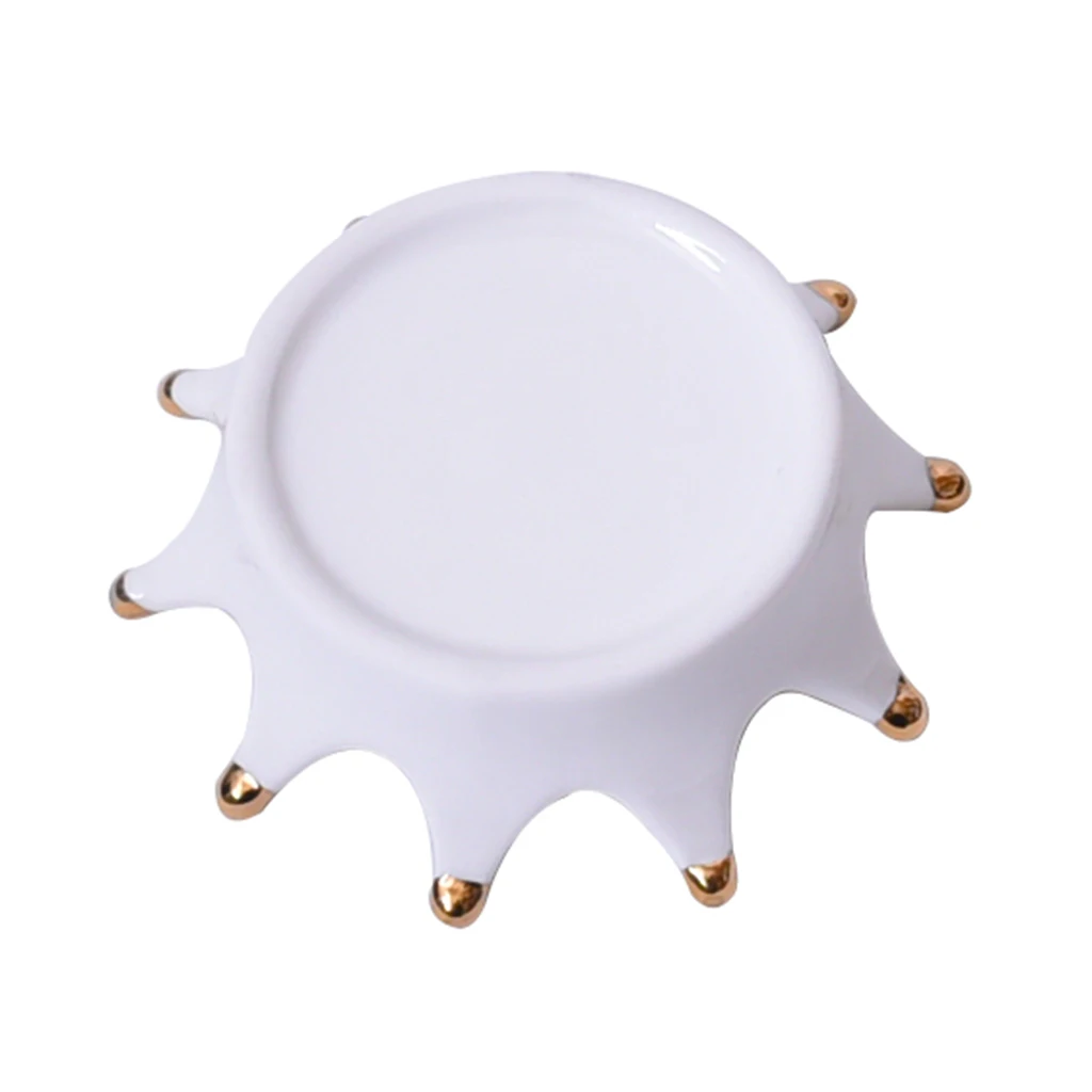 White Cermatic Crown Shape Plate Tray Jewelry Storage Showcase Ornament