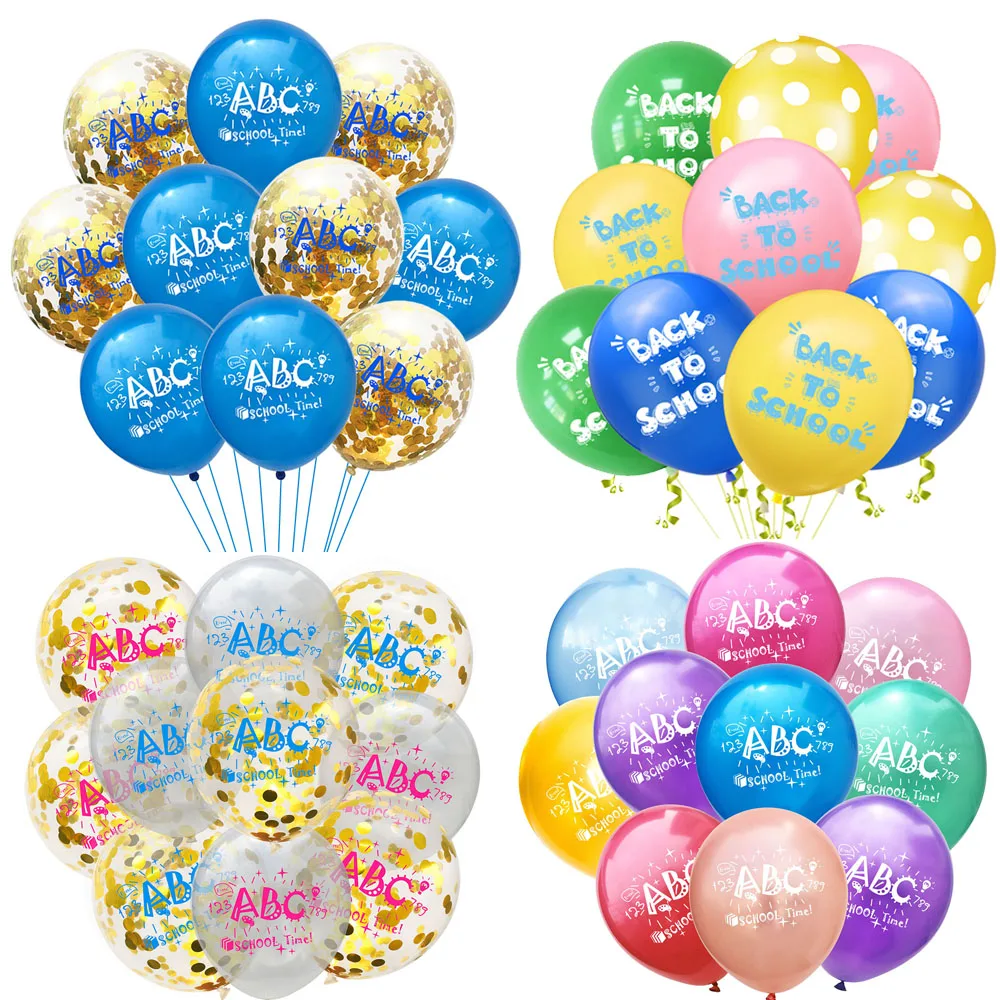 

Back to School Balloons ABC School Time Latex Balloons Colorful Balloons School Opening Season Party Decoration