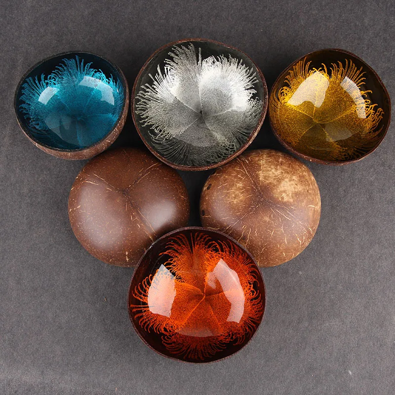

Natural Coconut Bowl Keys Candy Storage Bowl Nut Snack Storage Tool Beautiful Colorful Creative Home Decorations Wine Bowls