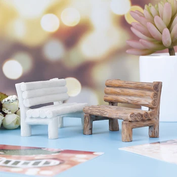

Mini Resin Wooden Bench Fairy Doll Chairs Dollhouse Furniture Toys Figurines Garden Miniature Micro Landscape Decoration NEW