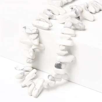 

15.5" Natural Howlite Stick Beads 10-24 mm Drilled Long Teeth Stone Spike Strand Beads For DIY Making Jewelry Necklace Decor