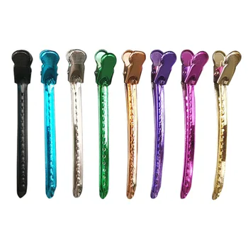 

12pcs Hairdressing Clips Professional Stainless Steel Duckbill Hair Clips Hair Styling Tool (Rosy)