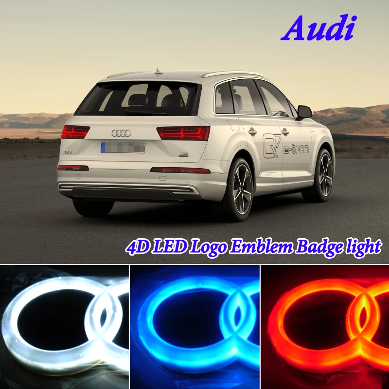 

Car shape LED front and rear light sign lights for Audi A1 A3 A4 A5 A6 A7 Q3 Q5 Q7 rs3 TT R8 100 front grill logo Logo Light
