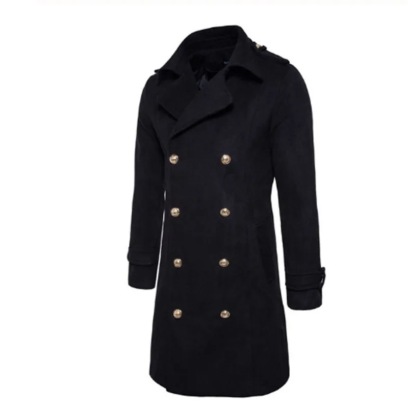 Homens inverno двубортный grosso casaco quente do Винтажный Длинный тренчкот homens jaquetas Casual slim fit Long