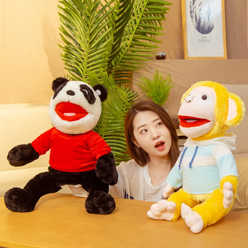 Muñeco de peluche de 60cm para niños, marionetas de mano de animales,  accesorios de actuación de teatro, dinosaurio, Panda, juguetes de peluche  de miedo, regalos para niños - AliExpress