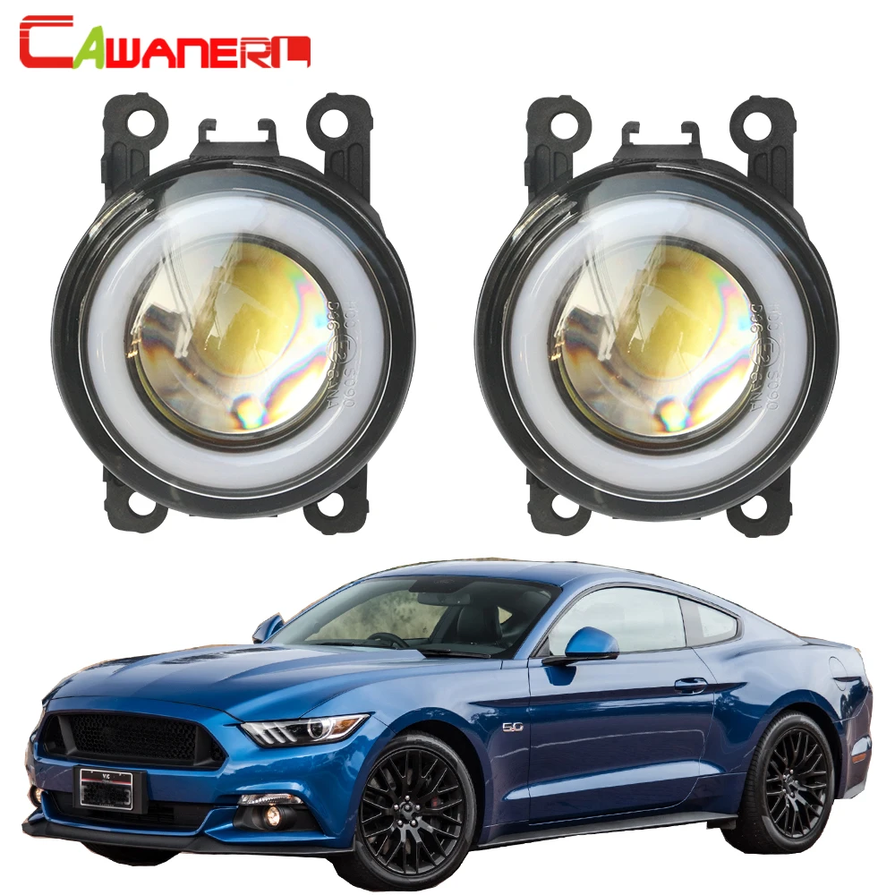 Cawanerl For Ford Mustang 2015 2016 2017 Car 30W LED Fog Lamp 3000LM COB Angel Eye DRL Daytime Running Light H11 12V High Bright