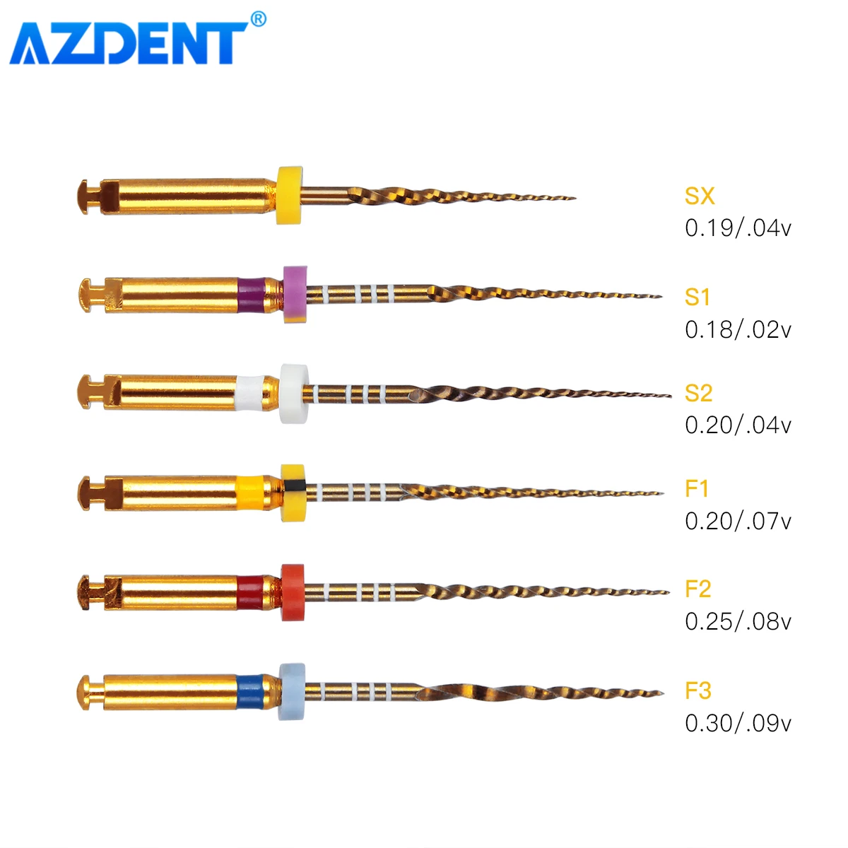 AZDENT 5Boxes Dental Endodontic Gold Large Taper File NITI Rotary Files Engine Use 25mm 6pcs/Box Dentistry Tools 2
