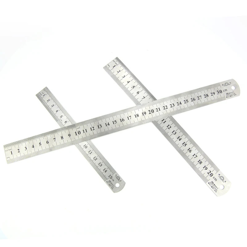 Straightedge Double Side Scale Metal Ruler Stainless Steel Woodworking Drawing Measuring Tools 0-15/25/30mm 1pcs woodworking ruler