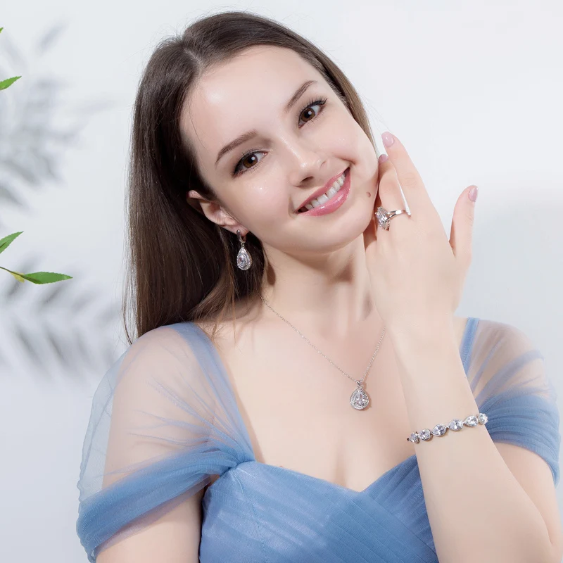 3 шт. Женский комплект ювелирных изделий с фианитом|Ювелирные наборы| |