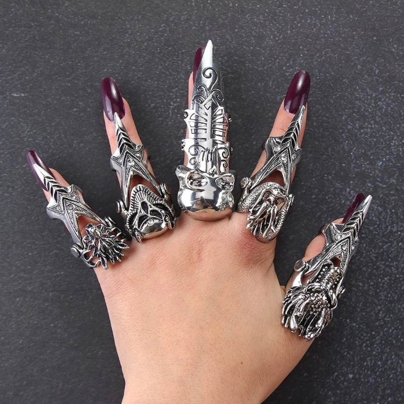 Mythical Armour Ring Full Finger Claw Ring Silver Adjustable Elven