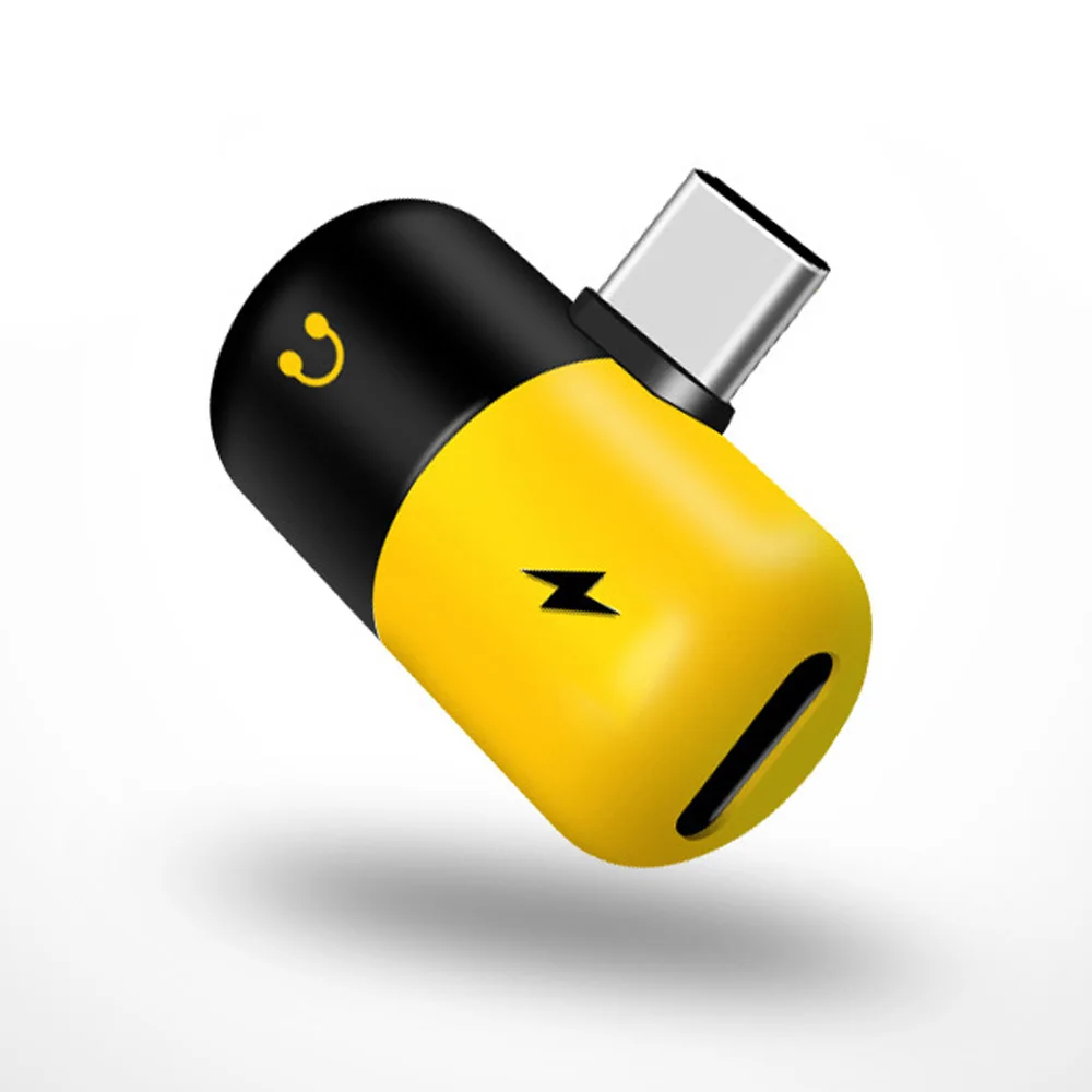Black with Yellow Адаптер для наушников Cherie Jack Dongle для Oneplus huawei samsung USB C аудио сплиттер Тип C 3,5 мм Aux зарядный адаптер Tipo C - Цвет: Black with Yellow