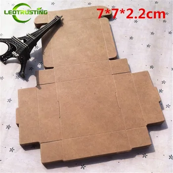 

Leotrusting 50pcs 7*7*2.2cm Brown Kraft Paper Box Natural Kraft Paper Gift Packaging Box Handmade Candy Soap Paper Cardboard Box