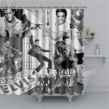 

Creative Elvis Aron Presley Shower Curtain Popular Singer Wateeproof Polyester Fabric Bathroom Curtain Home Decor Shower Sets