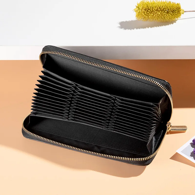 Oil Wax Skin Retro Long Wallet Large Capacity Hand Bag Multi-function Mobile Phone Bag 36 Anti-theft Swipe Card Bag