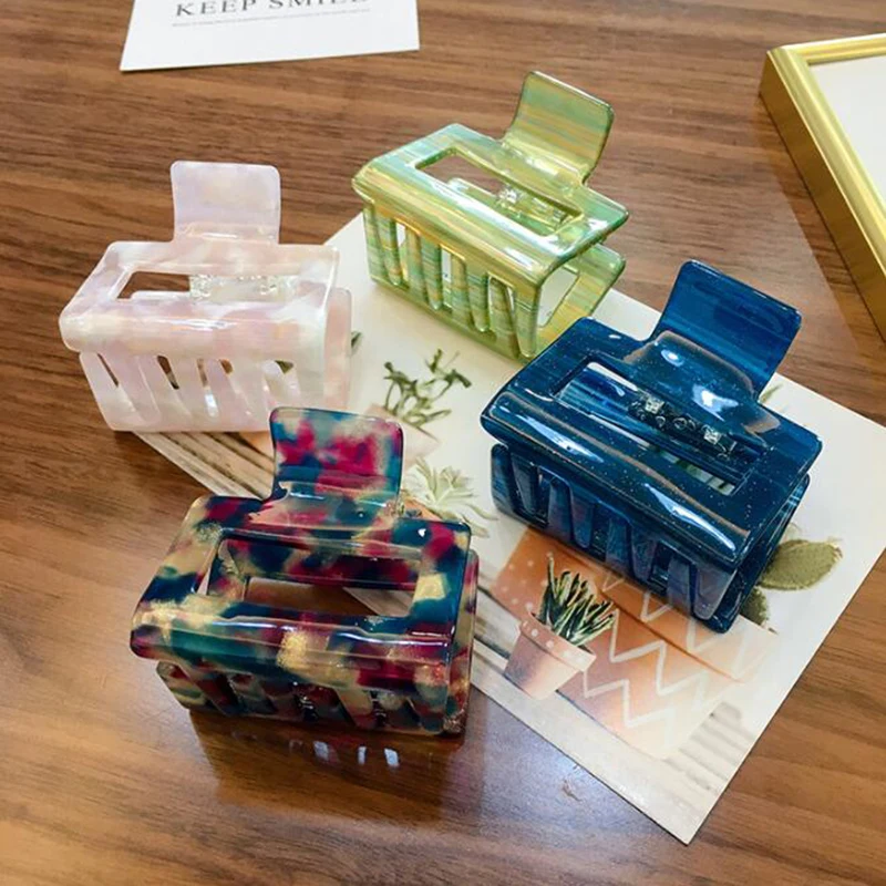 Square Acetate Acrylic Korean Hair Clips Girls Hairpins Crab Claws Clamp Accessories for Women 2020 Banana Grips Slid |