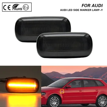 

2xPCS LED Side Marker Turn Signal Light Lamp Smoke for Audi A3 hatchback Sportback A4 B6/B7 Convertible A6 C6 Avant sedan