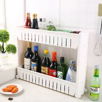 

Mobile Shelving Unit Organizer with 3 Large Storage Baskets, Slim Slide Out