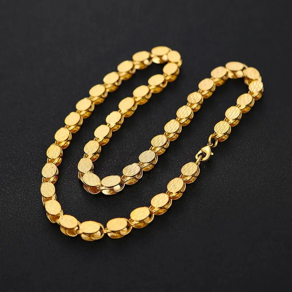 Ethlyn Brand Length 60cm/ Width 8mm Ethiopian/Eritrean Jewelry Chain Handmade Gold Color Thick Necklaces &Chain N032