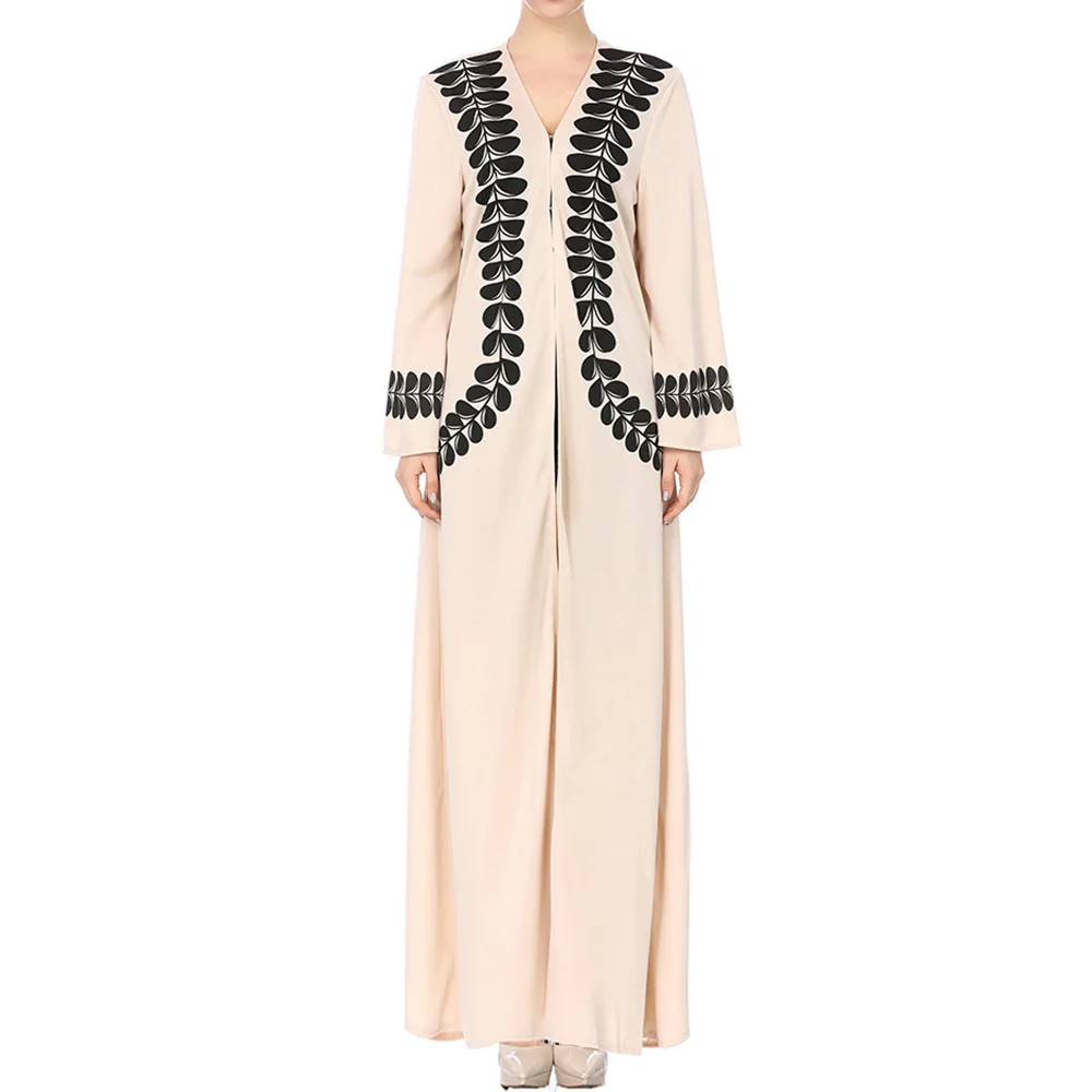 Abaya Jilbab мусульманское Макси платье с цветочным принтом розового размера плюс