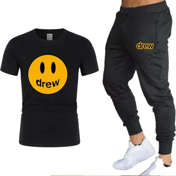 

Fashion new men and women summer hip-hop 100% printed T-shirt + men's trousers running fitness sports casual clothes two-piece