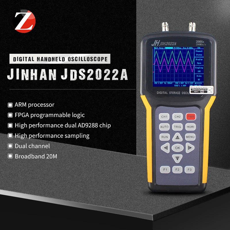 Portable oscilloscope Jinhan JDS2012A JDS2022A 20MHz Bandwidth 2 channel Handheld Digital Oscilloscope 200MSa/s Sample Rate|jinhan jds2022a|digital