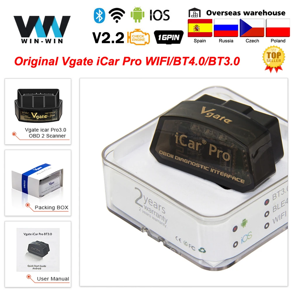 OBD2 Scanner Elm 327 Auto-Tools Car-Diagnostic Vgate Icar Bluetooth-4.0 Android/ios Original